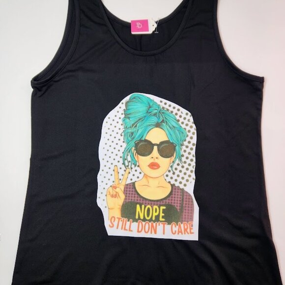 Nope, I still don't care. Custom Black Medium Tank Top Punk Blue - Picture 5 of 5